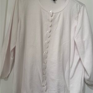 Talbots White Scoop Neck Button-Front Cardigan